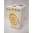 VASO CEPILLO PLIEGUE ESPIRAL TOPOS NARANJA