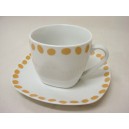 TAZA Y PLATO TE 280ML TOPOS NARANJA