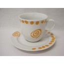 TAZA Y PLATO TE 200ML TOPO ESPIRAL NARANJA