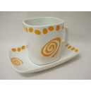 TAZA PLATO RECTA TE 230ML TOPOS ESPIRAL NARANJA