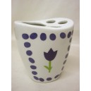 VASO CEPILLOS CURVA TULIPAN TOPOS AZUL