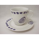 TAZA Y PLATO TE 200ML TOPO ESPIRAL AZUL