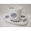 TAZA PLATO RECTA TE 230ML TOPOS ESPIRAL AZUL