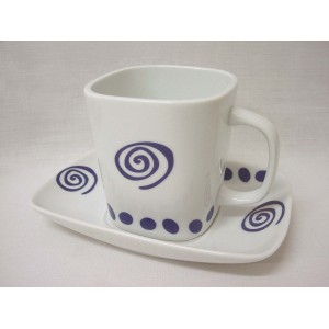 TAZA PLATO RECTA TE TOPOS ESPIRAL AZUL