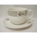 TAZA Y PLATO JUMBO MANZANA GRIS