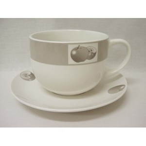 TAZA Y PLATO JUMBO MANZANA GRIS