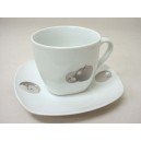 TAZA Y PLATO TE 200ML MANZANA GRIS