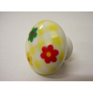 POMO PORCELANA PEQUEÑO FLOR VICHY AMARILLO