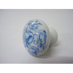 POMO PORCELANA PEQUEÑO FLORES AZUL