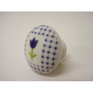 POMO PORCELANA GRAN VICHY TULIPAN AZUL