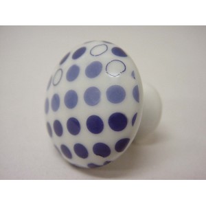 POMO PORCELANA GRANDE POMPAS AZULES