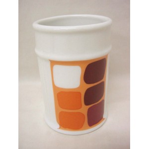 VASO BAÑO ESTRIAS CUADROS NARANJA