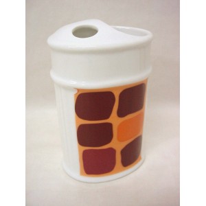 VASO CEPILLOS ESTRIAS CUADROS NARANJA