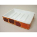 JABONERA RECTANGULAR CUADROS NARANJA