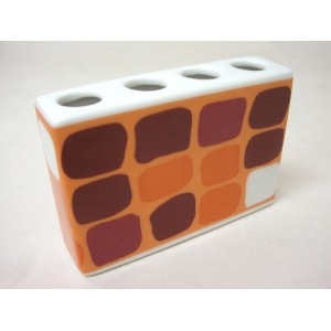 VASO CEPILLO RECTANGULAR CUADROS NARANJA