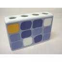 VASO CEPILLOS RECTANGULAR CUADROS AZUL