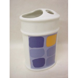 VASO CEPILLOS ESTRIAS CUADROS AZUL