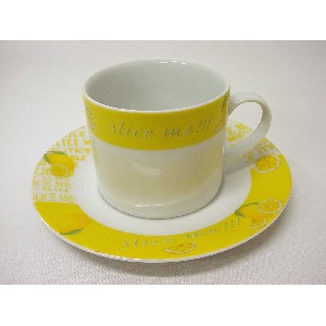 TAZA Y PLATO TE 300ML LIMONES