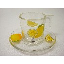 TAZA Y PLATO CRISTAL 120ML LIMONES