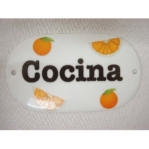 PLACA OVALADA COCINA NARANJAS