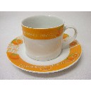 TAZA Y PLATO TE 300ML NARANJAS