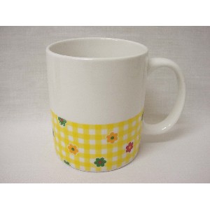 TAZA MUG RECTA 340ML FLOR VICHY VERDE