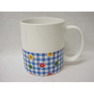 TAZA MUG RECTA 340ML FLOR VICHY AZUL