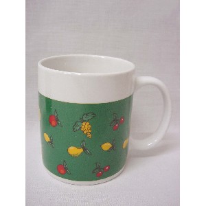 TAZA MUG RECTA 340ML FRUTAS AMARILLO