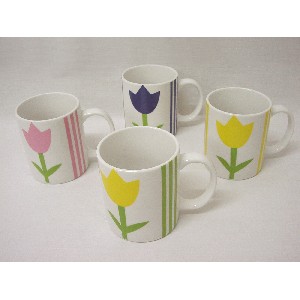 TAZA MUG RECTA 340ML TULIPAN SURTIDA