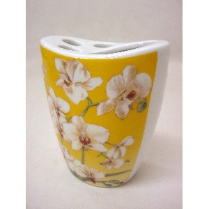 VASO CEPILLOS CURVA ORQUIDEA AMARILLO