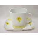 TAZA PLATO RECTA TE 230ML VICHY MARGARITA AMARILLO