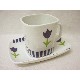 TAZA PLATO RECTA TE RAYAS TULIPAN AZUL