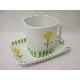 TAZA PLATO RECTA TE RAYAS TULIPAN VERDE