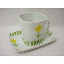 TAZA PLATO RECTA TE 230ML RAYAS TULIPAN VERDE