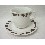 TAZA Y PLATO TE 200ML MANCHAS VACA NEGRO