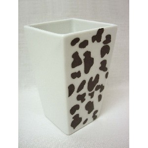 VASO BAÑO OCTOGONAL MANCHAS VACA NEGRO