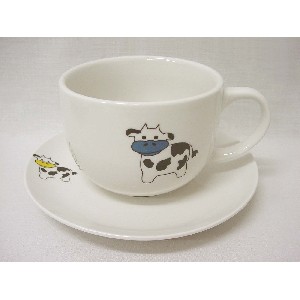 TAZA Y PLATO JUMBO VACA