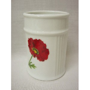 VASO BAÑO ESTRIAS AMAPOLA ROJA