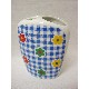 VASO CEPILLOS PLANO FLOR VICHY AZUL