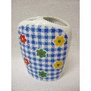 VASO CEPILLOS PLANO FLOR VICHY AZUL