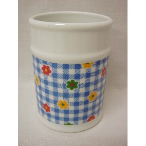 VASO BAÑO BORDE FLOR VICHY AZUL