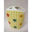 VASO CEPILLOS PLANO FLOR VICHY AMARILLO