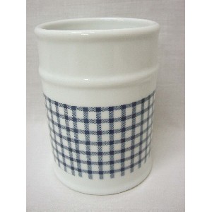 VASO BAÑO REDONDO VICHY AZUL