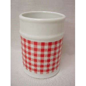 VASO BAÑO REDONDO VICHY ROJO