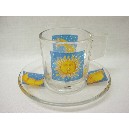 TAZA Y PLATO CRISTAL 120ML ASTROS AZUL