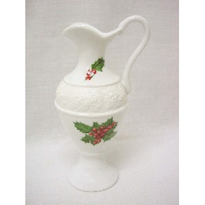FLORERO ANFORA RELIEVE ACEBO BLANCO