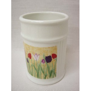 VASO BAÑO ESTRIAS TULIPANES CESPED CESPED