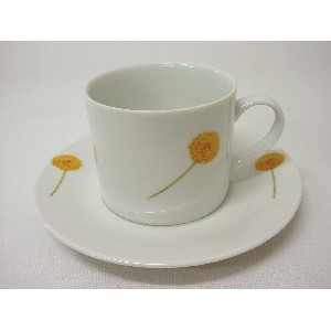 TAZA Y PLATO TE 300ML DALIA AMARILLA