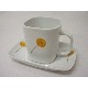 TAZA PLATO RECTA 300ML DALIA AMARILLA