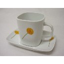 TAZA PLATO RECTA 230ML DALIA AMARILLA